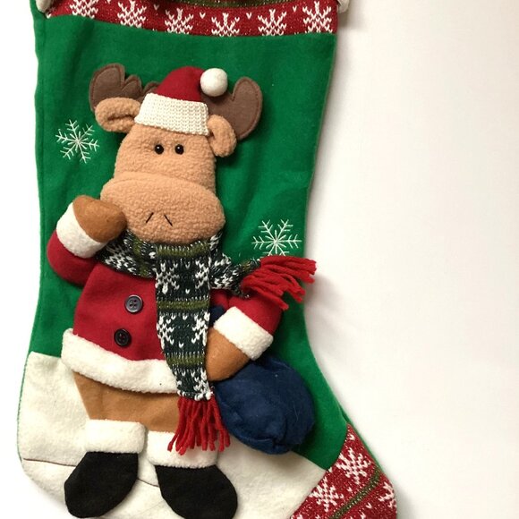 3d Christmas Holiday Big Large Hanging Stocking Rudolph Festive Decor - Picture 2 of 4